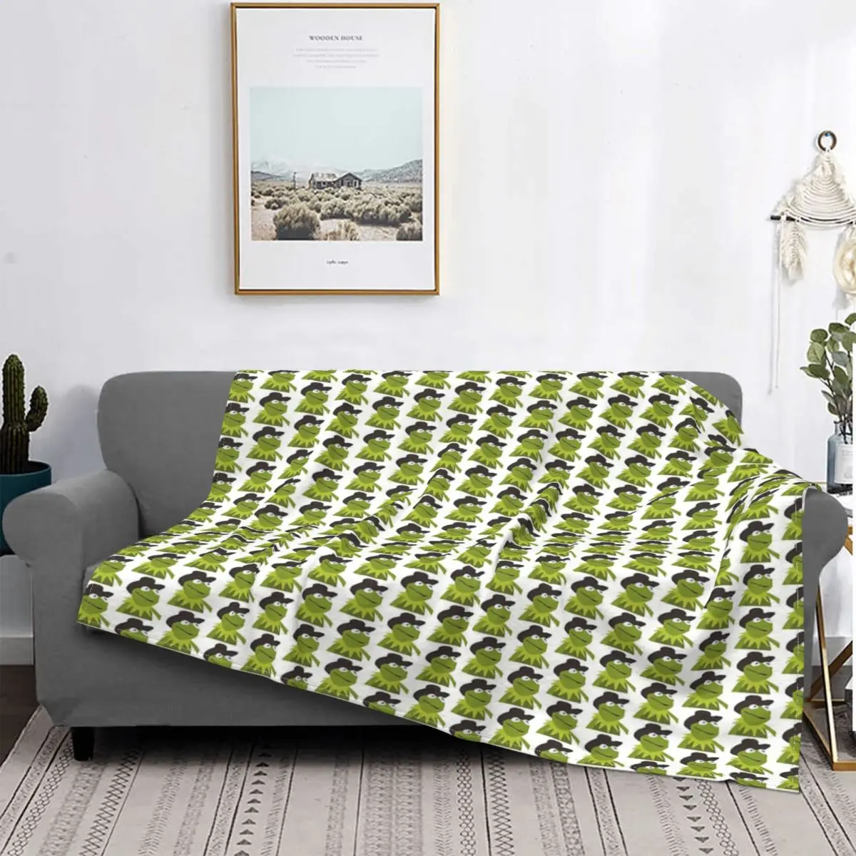 

Kermit-colcha a cuadros para cama, toalla de playa, manta con capucha, mantas para camas