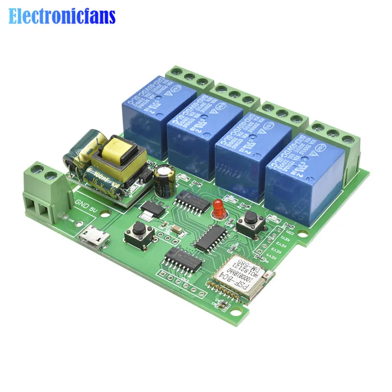 WIFI переключатель Jog Self Lock блокировка 433 м 220 В 4 реле канала модуль телефон