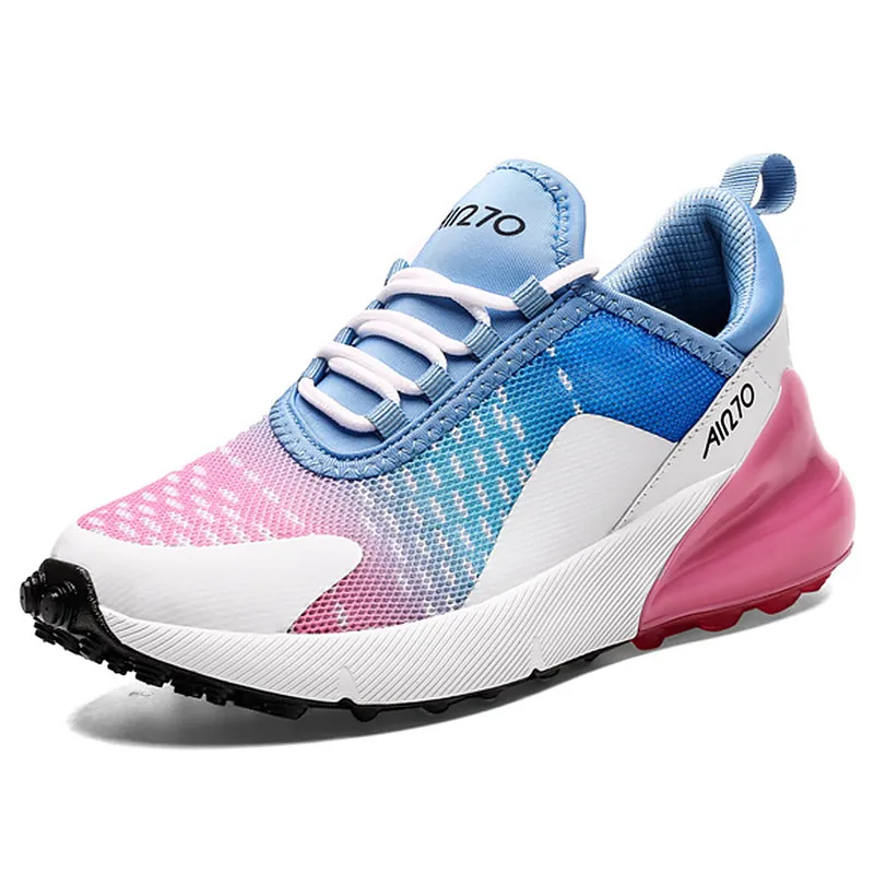 Pink Большие размеры 45-46; Модные женские кроссовки на массивном каблуке; женская обувь на танкетке из дышащего сетчатого материала; женская обувь на резиновой подошве со шнуровкой смешанных цветов - Цвет: Pink