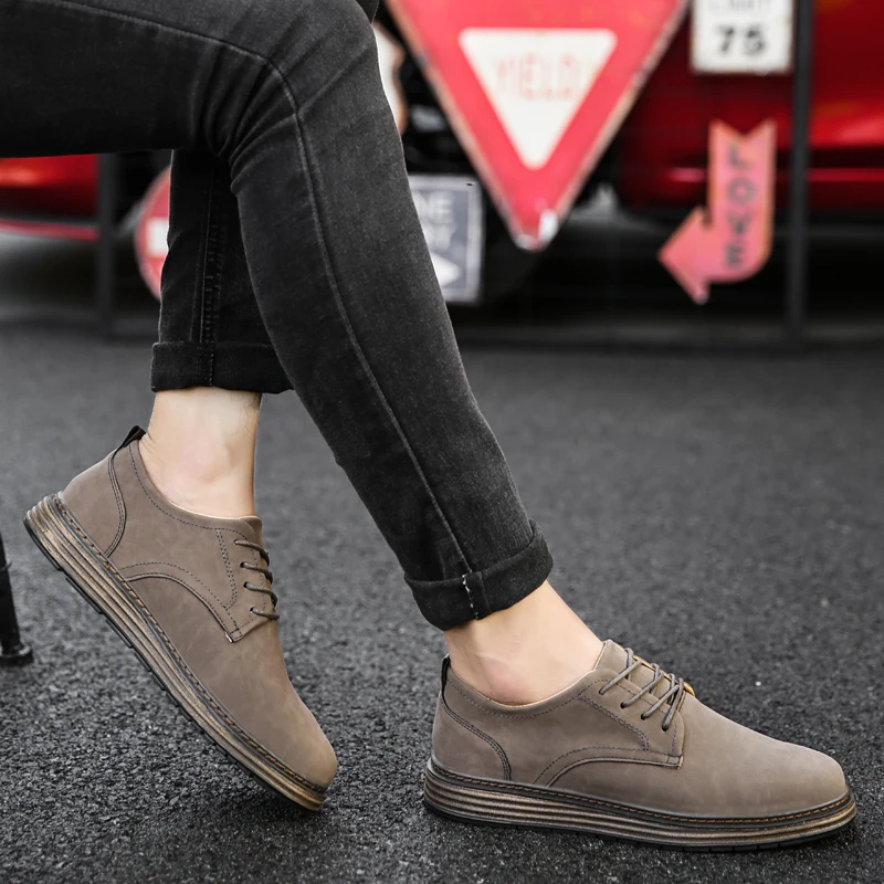 

New England Shoes Spring Youth Trendy Shoes Casual Shoes Round Toe Thick-soled Leather Shoes Men 's Loafers Meeting Waterproof
