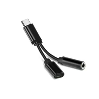 black 2in1 type c usb c to 3 5mm aux audio headphone jack adapter charger cable mobile phone accessories