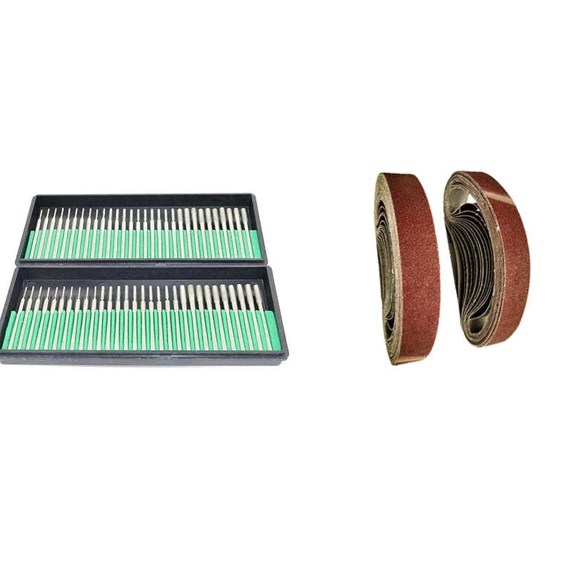 

18 шт. 533X30 коричневый корундовый кольцевой абразивный ремень и 2 комплекта высококачественных алмазных сверл Набор цилиндрических заусенце...