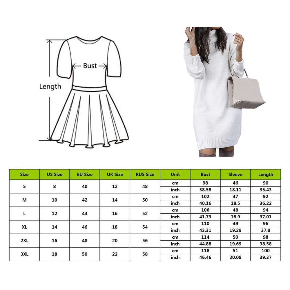 

Spring Ladies Sweater Dress Women Long Sleeve Turtleneck Winter High Waist Loose Sweater Pullover Jumper Solid Sweater Women2021