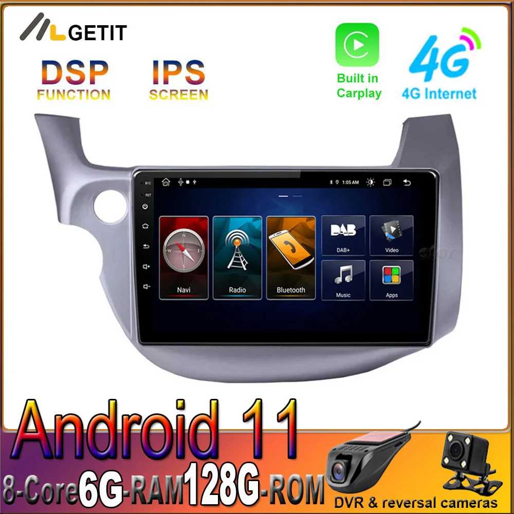 Android 11 для HONDA FIT JAZZ 2008 2013 No 2 Din CARPLAY Автомагнитола Стерео GPS 4G LTE мультимедийная