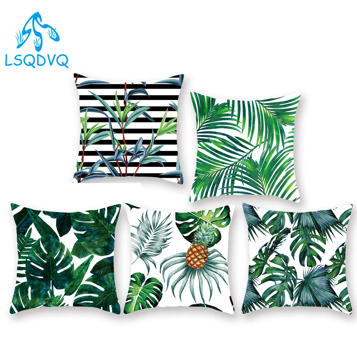 

Чехол для диванной подушки, 45x45 см, с тропическими зелеными листьями