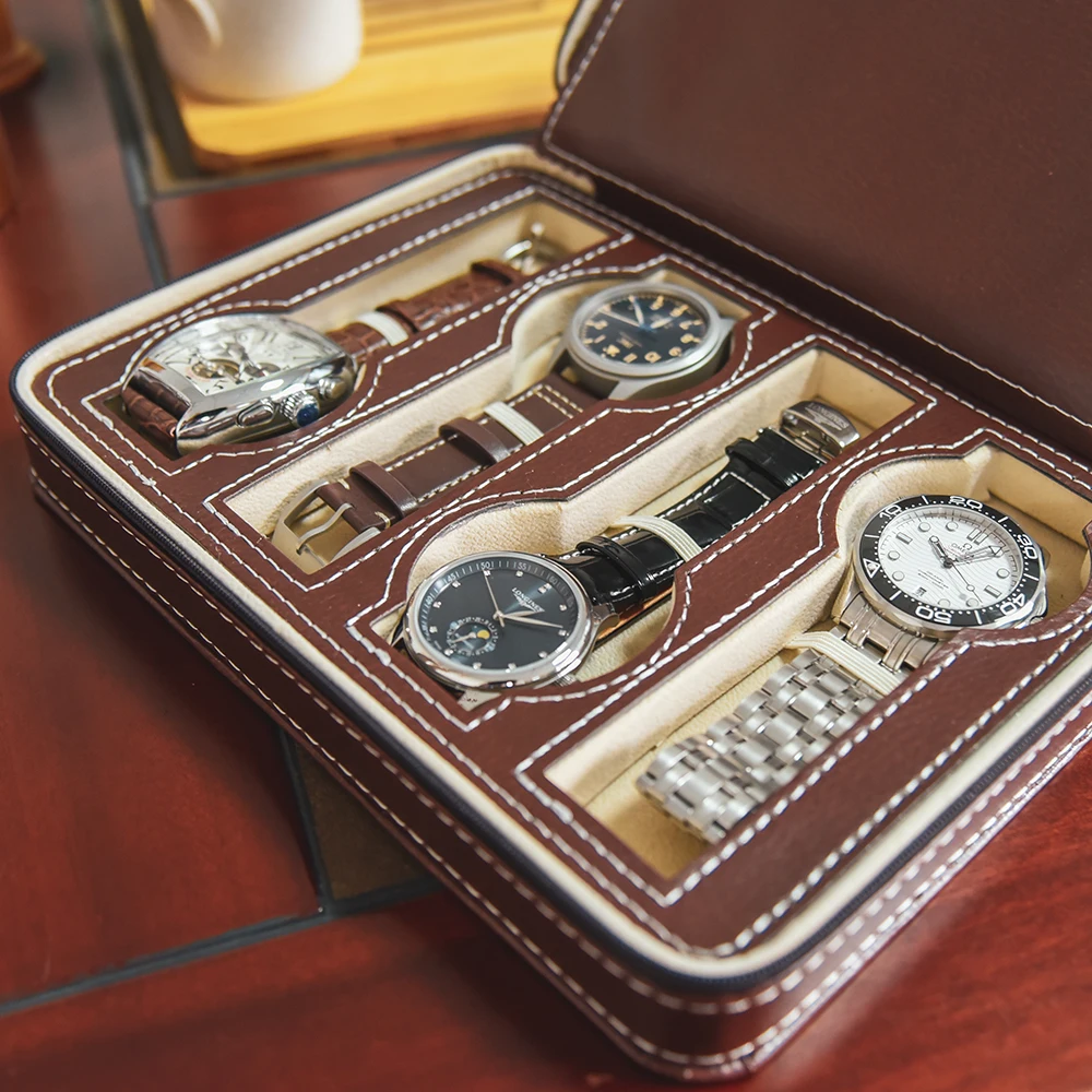 

High Quality Leather Fiber Luxury Watch Box Jewelry Storage Box Watch Organizer for Rings Bracelet Display Holder Case