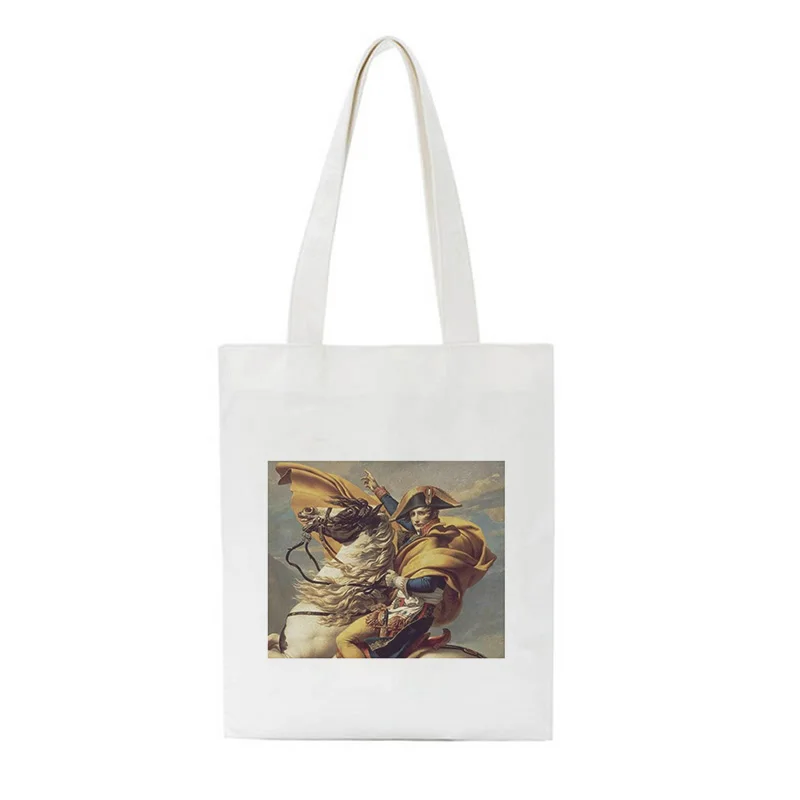 

Fashion Funny Mona Lisa Cartoon Shoulder Canvas Bags Ladies Female Summer Bag Purse Messenger Bag Large Tote Reusable Woman Bag