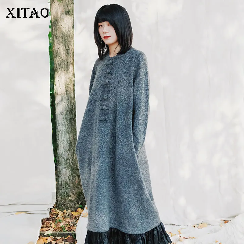 XITAO винтажное вязаное платье модная осенне зимняя одежда для женщин плюс размер