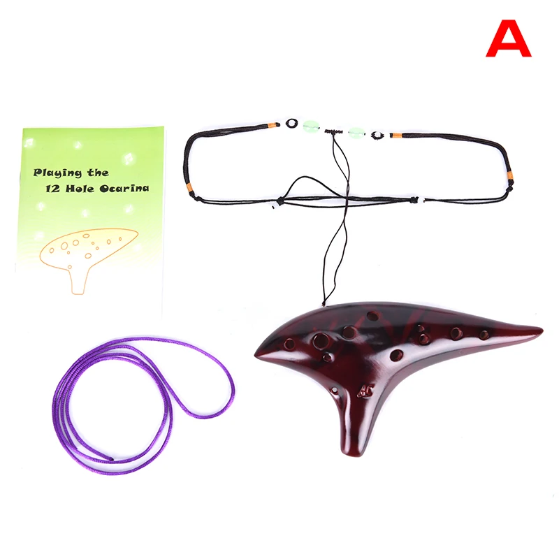 

12 Holes Ceramic Ocarina Flute Alto C Smoked Burn Submarine Style Musical Instrument for Beginner