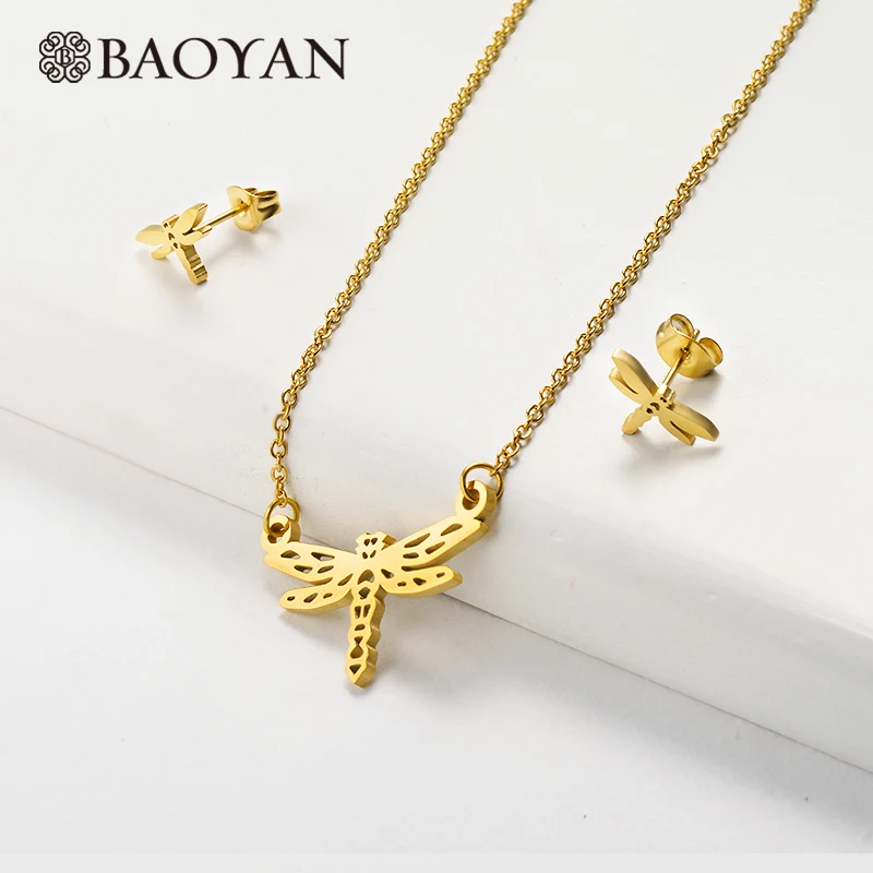 Набор украшений Baoyan из нержавеющей стали в винтажном стиле полый Золотой змея