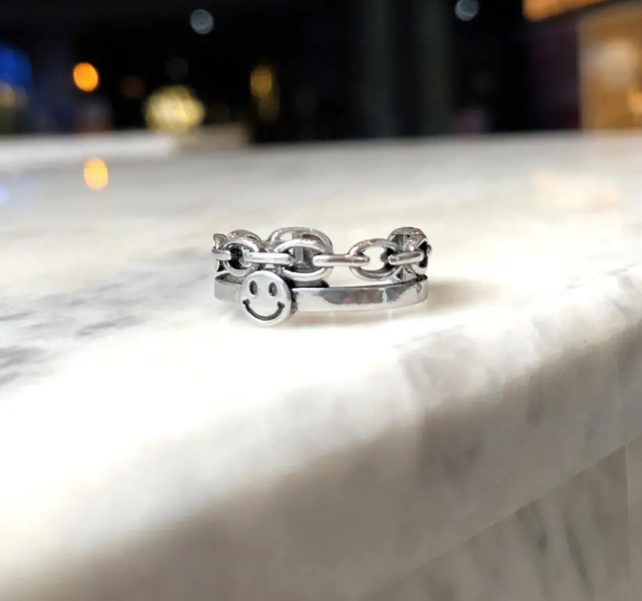 Властное кольцо со смайликом в стиле ретро для мужчин и женщин индивидуальное