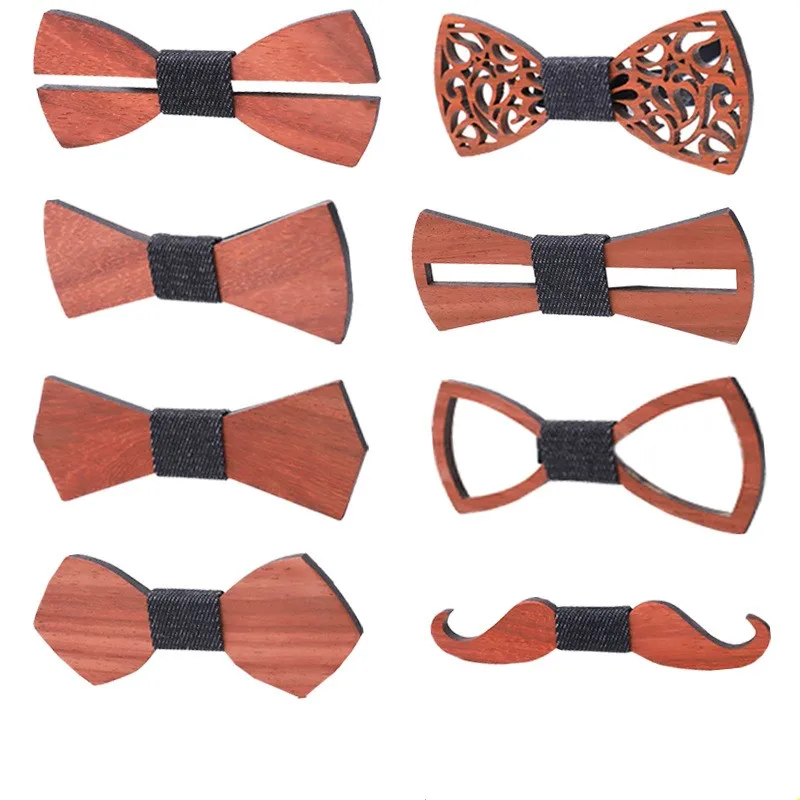 

1PC Hot Sale Delicate Wood Bow Tie Mens Wooden Bow Ties Party Business Butterfly Cravat Party Ties For Men Women Kids