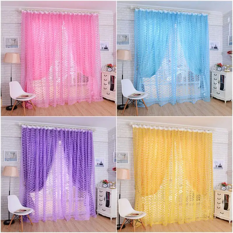 

Luxury Sheer Multicolor rose Tulle Curtains Window Screen for Living Room Bedroom Kitchen Home Hotel Coffee Decor QBMY