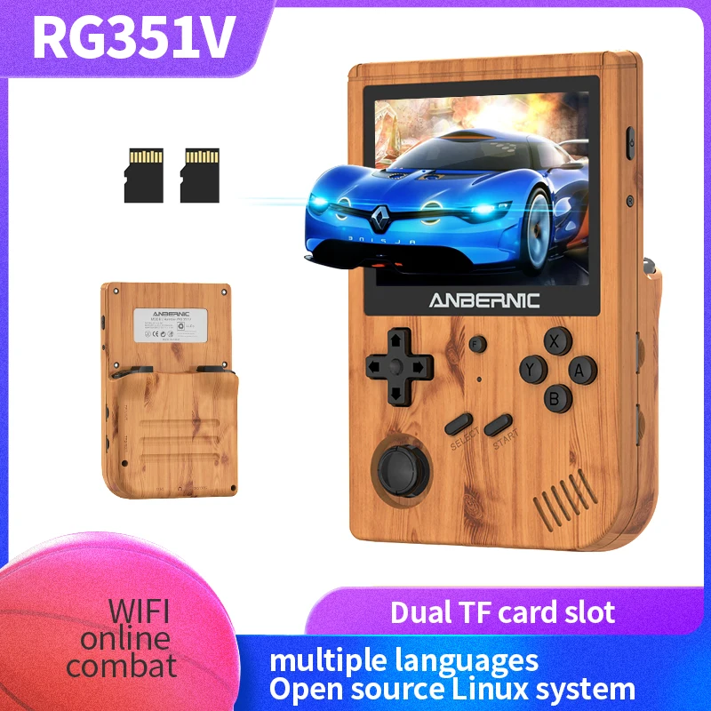 

RG351V Handheld Game Console 3.5 Inch Game Player With Dual TF Card Slot Max to 256G Built-in 50000+ Games For PSP/PS1/DC/MD/N64