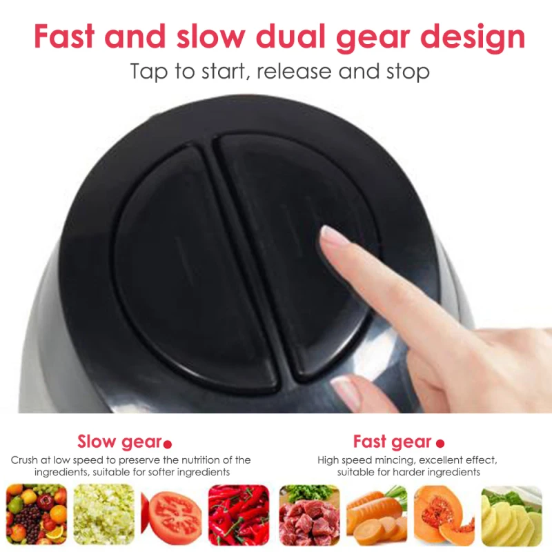 Бытовая маленькая электрическая мясорубка 3 л из нержавеющей стали с 2 скоростями