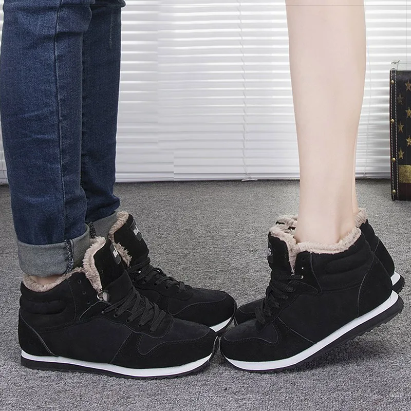 Men Boots New Men'S Winter Shoes Fashion Snow Plus Size Sneakers Ankle Black Footwear | Обувь