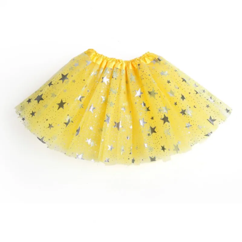

Желтая детская юбка, юбка-пачка со звездами принцессы для девочек, блестящая танцевальная юбка-пачка с блестками, юбки с принтом звезд для балета