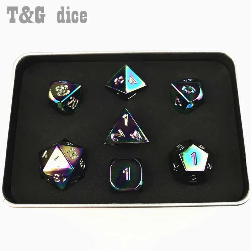 7 шт./компл. T & G Специальные радужные металлические кости X железный ящик для