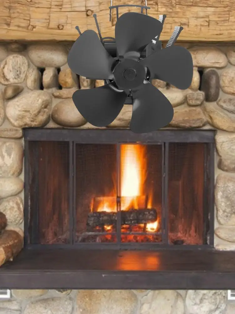 Черный камин 6 /5 лезвий стандартная деревянная горелка эко-вентилятор Тихий