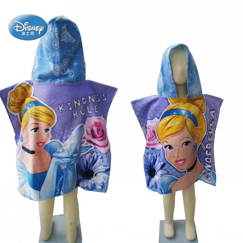 Disney Cartoon Rose Princess Girls Baby Hooded Bath Towel Cotton%  55X115CM  Kids Gift Beach Towel Swimming Washing Poncho Cloak
