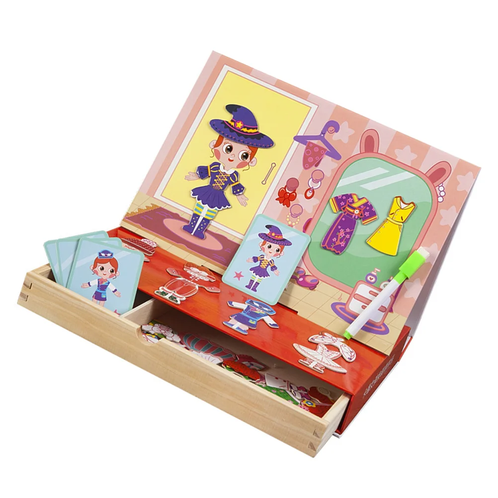 

1 Set of Wooden Puzzle Children Educational Dressing Toys Magnetic Jigsaw