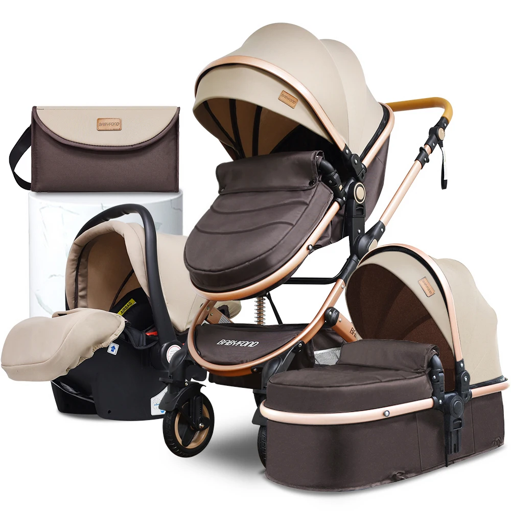 

Детская коляска 3 в 1 Babyfond с высоким ландшафтом, корзина, складная двухсторонняя амортизирующая детская коляска, отправляемая сумка