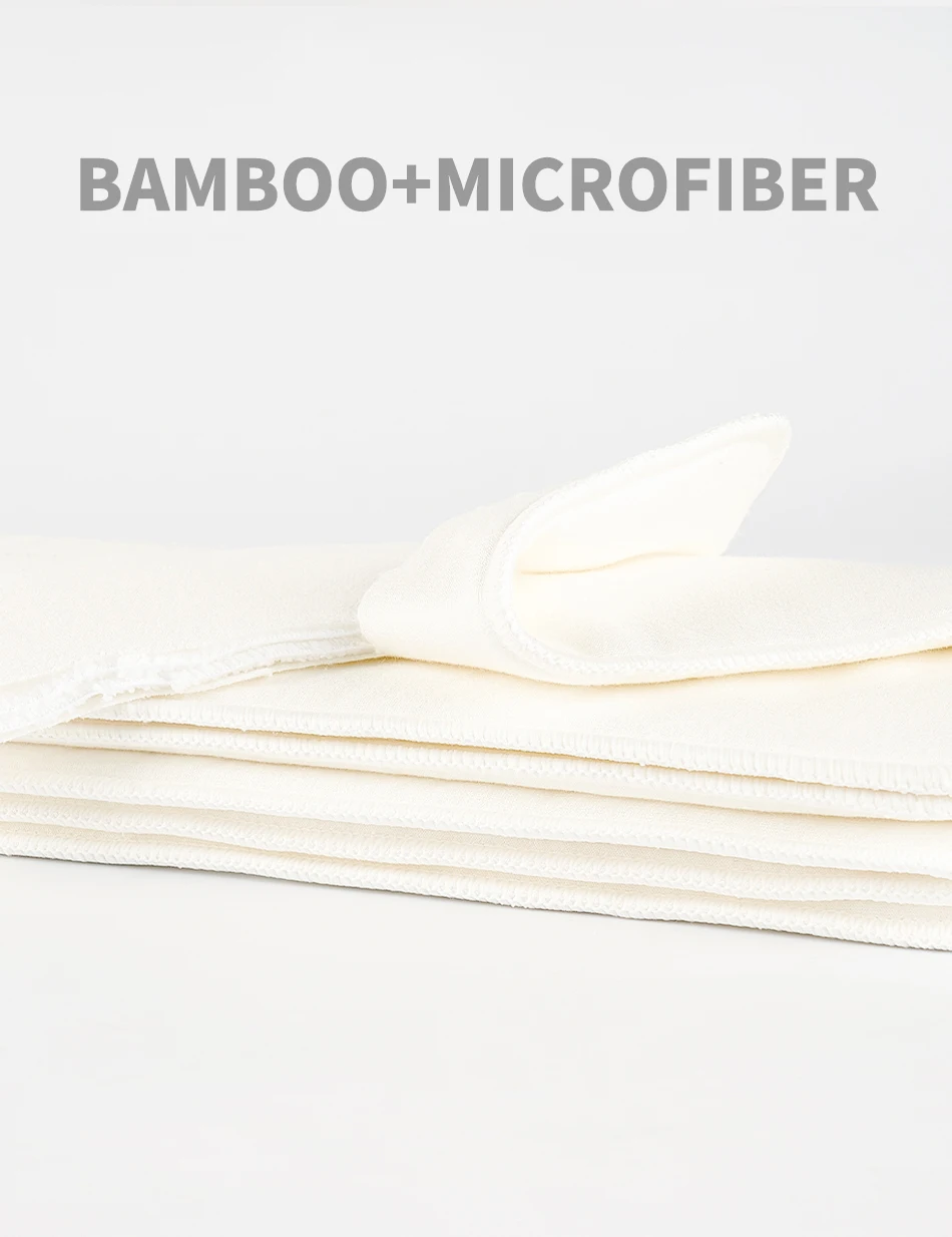 Elinfant-10 piezas de algod&oacute;n de bamb&uacute; con 2 capas de microfibra, supersuave, absorbente, 35x13,5 cm, inserto de pa&ntilde;al de tela-4