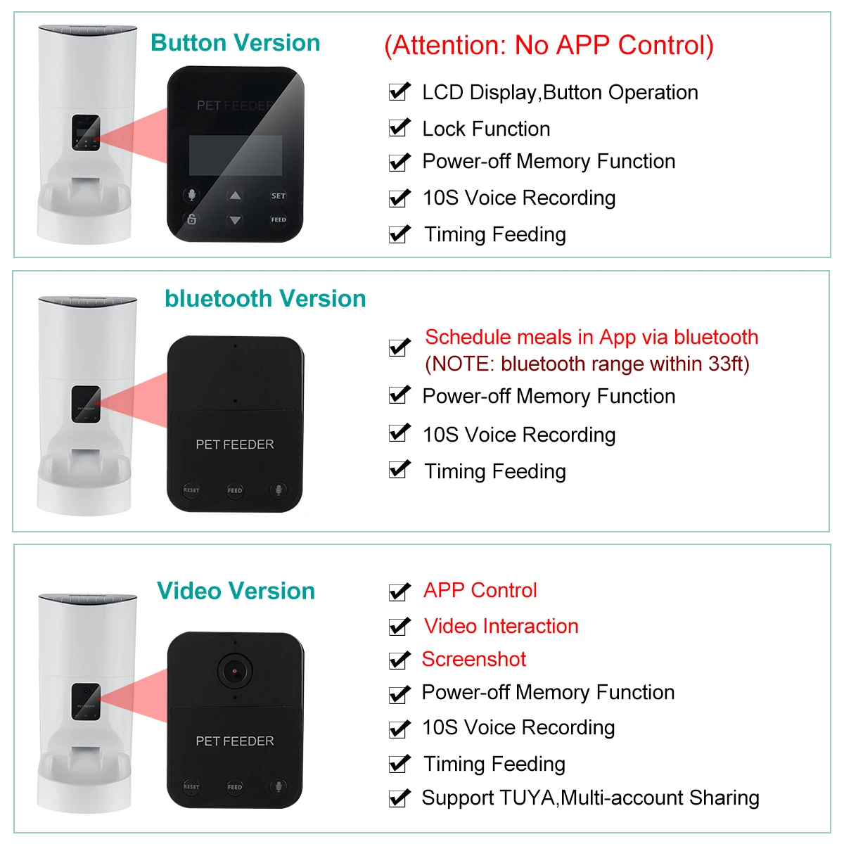 

9L Smart Automatic Pet Feeder HD Camera Pet Food Dispenser APP Control Timing Feeding Feeder [Video/Bluetooth/Button Version]