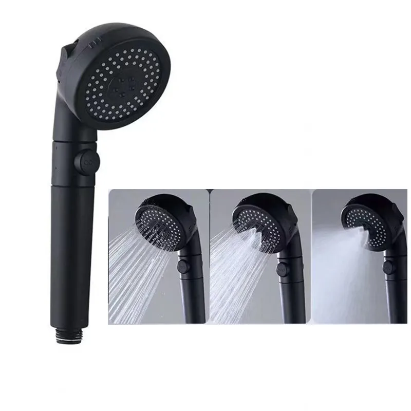 

Spa shower head with stop button, 3 modes, adjustable, high pressure anion filter, shower head, black, for bathroom