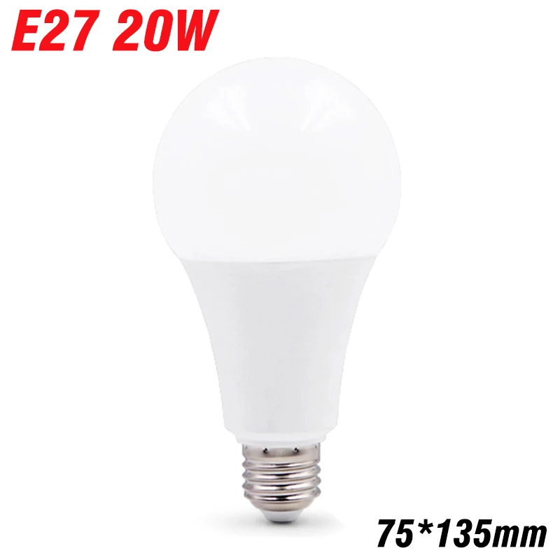 E27 20W 220V Bombilla светодиодный светильник E27, реальная мощность, 3 Вт, 6 Вт, 9 Вт, 12 Вт, 15 Вт, 18 Вт, 20 Вт, 220 В, светильник-свеча E14, высокая яркость, лампада, светодиодный светильник - Испускаемый цвет: E27 20W 220V