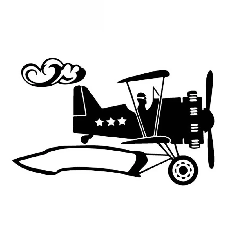 

Cute Cartoon Airplane Flying Decals High Quality Car Window Decoration Personality Pvc Waterproof Decals Black/white, 17cm*10cm
