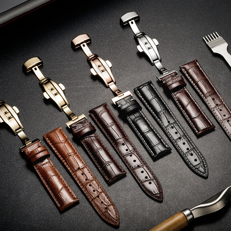 Ремешок для часов из натуральной телячьей кожи с крокодиловой текстурой браслет