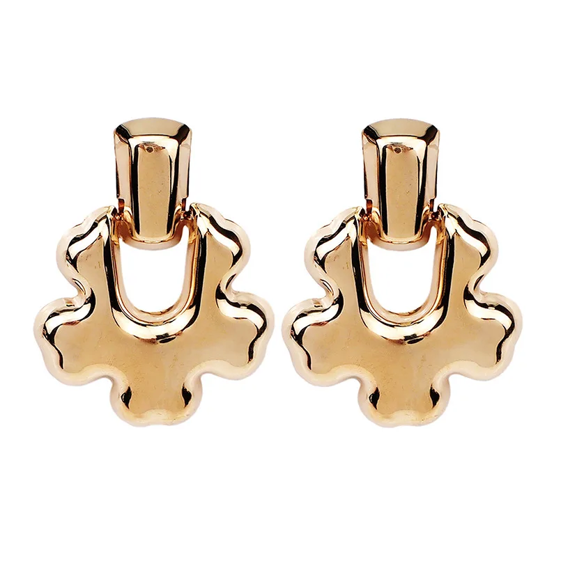 MANILAI Fashion Metal Geometric Stud Earrings For Women Smooth surface Alloy Maxi Big Party Gifts Jewelry | Украшения и