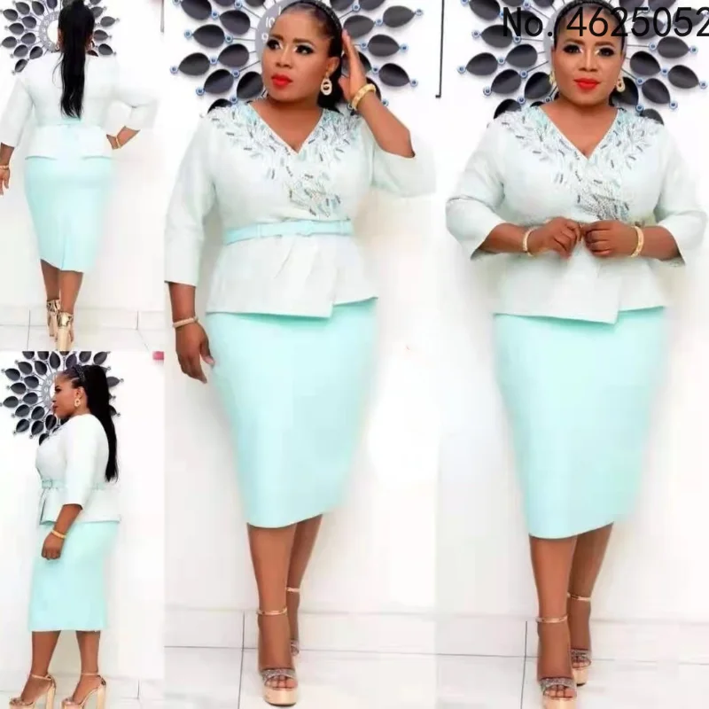 Африканские платья для женщин африканские женские с длинным рукавом и V-образным