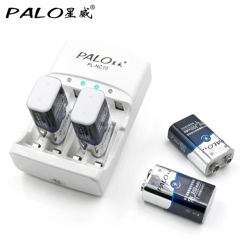 PALO 801 6 шт 9v перезаряжаемая батарея 300mAh 9 V nimh батарея 9 вольт батарея+ выделенное 2 слота 9v зарядное устройство AA AAA спешите к действию