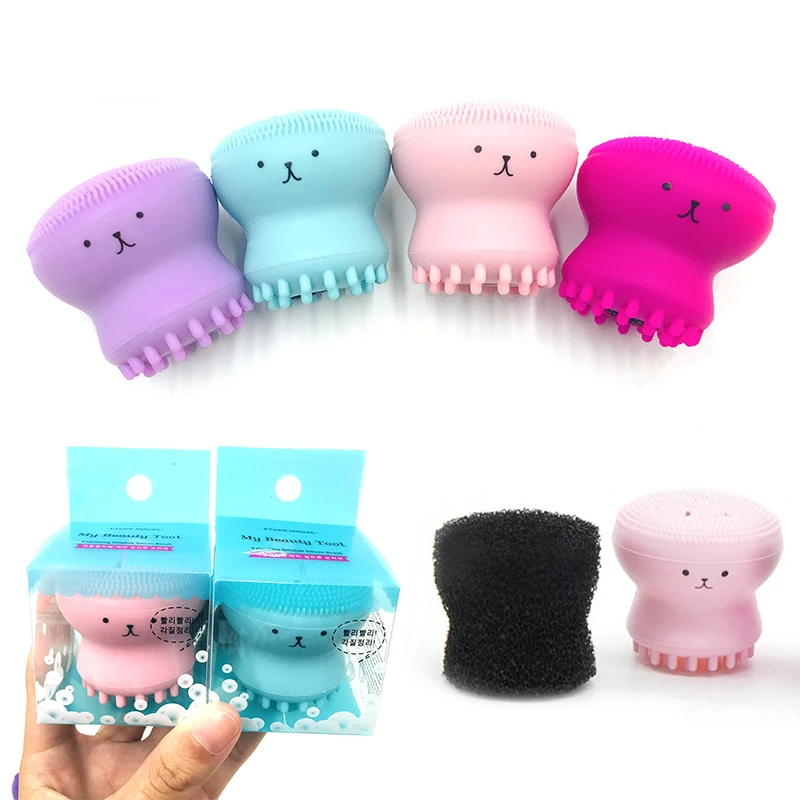 

2Pcs Octopus Shape Silicone Face Cleansing Brush Pore Cleaner Exfoliator Blackhead Remover Soft Face Scrub Washing Brush