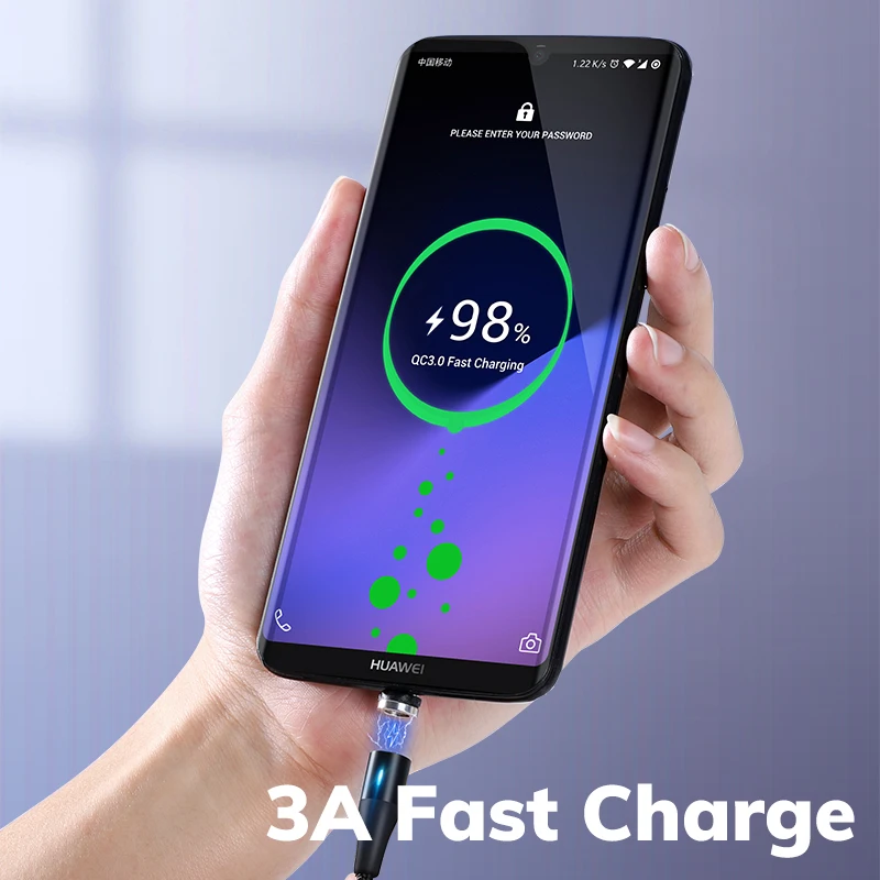 Магнитный usb кабель TOPK 1 м 3 А для быстрой зарядки и передачи данных iPhone Xs Max
