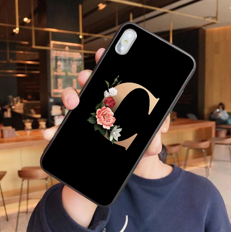 Custom Case For iPhone 11Pro Max Letter Flowers Black Soft TPU Iphone 6 6S 7 8 Plus X Xr High Guality Print Phone Cover | Мобильные