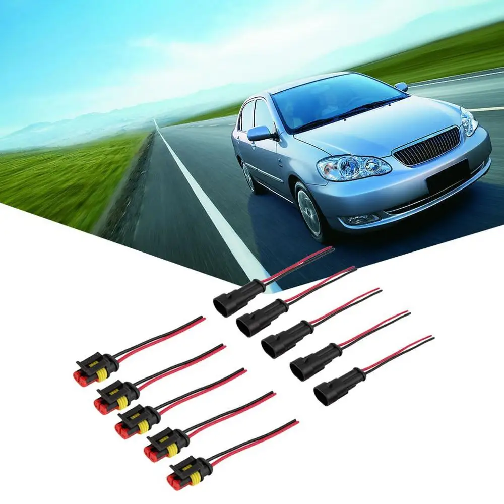

5Pcs 2-Wire 2P Car Waterproof Male Female Electrical Connectors Plug-In Car Motorcycle Scooter Marine Electrical System