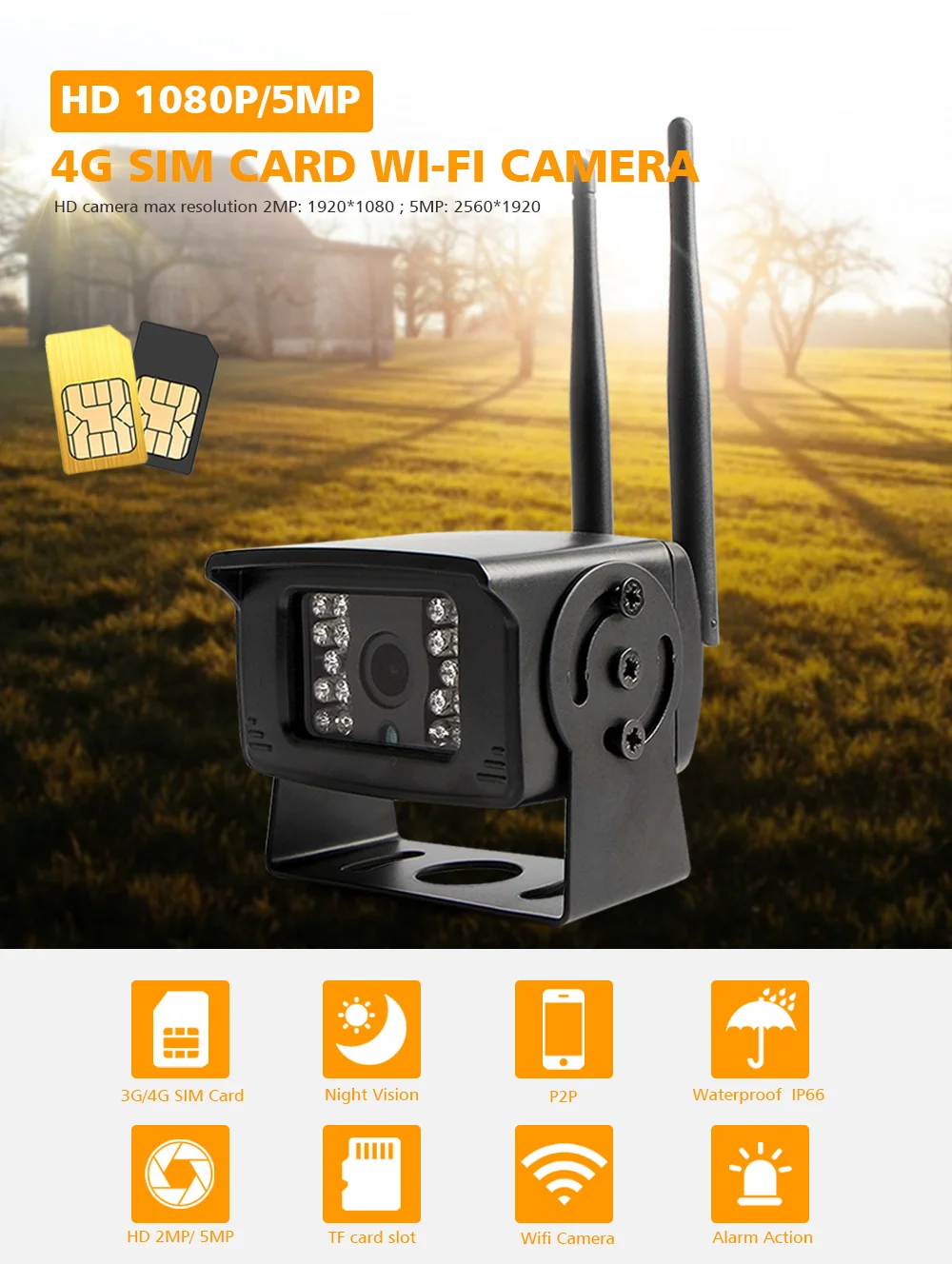3g 4G Sim карта беспроводная камера 1080P 5MP наружная инфракрасная TF карта Запись видео IR 20M Мини CCTV камера видеонаблюдения