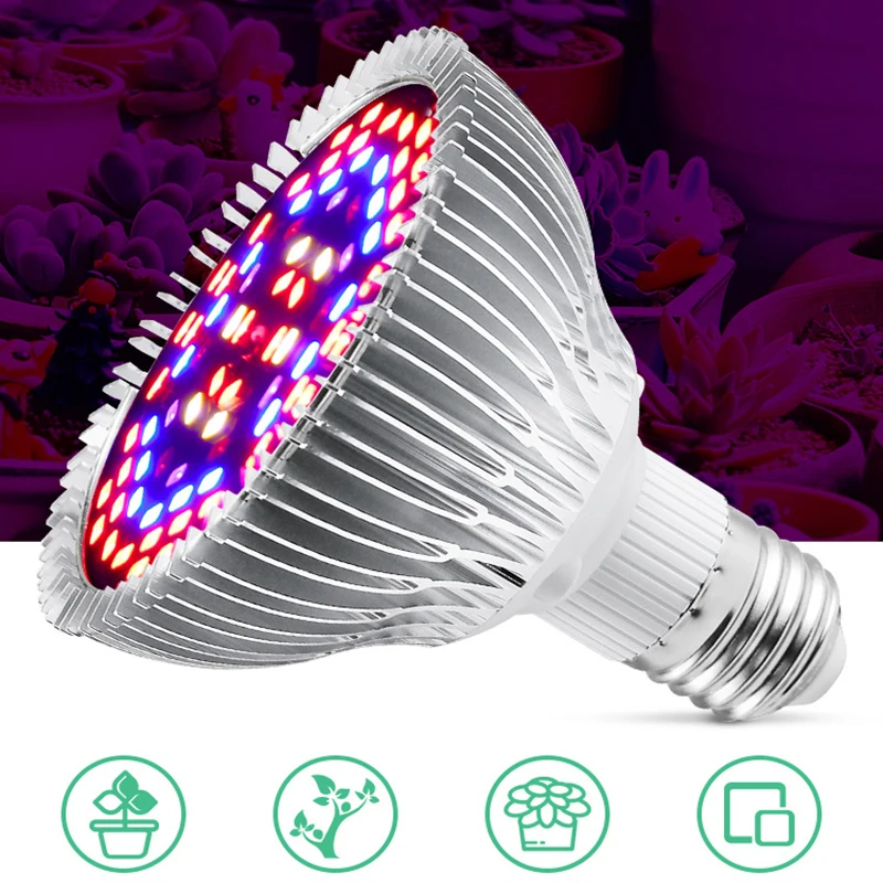 

LED Grow Light Full Spectrum E27 LED Growing Bulb for Indoor 30W 50W 80W Aluminum Hydroponics Flowers Plants LED Growth Lamp