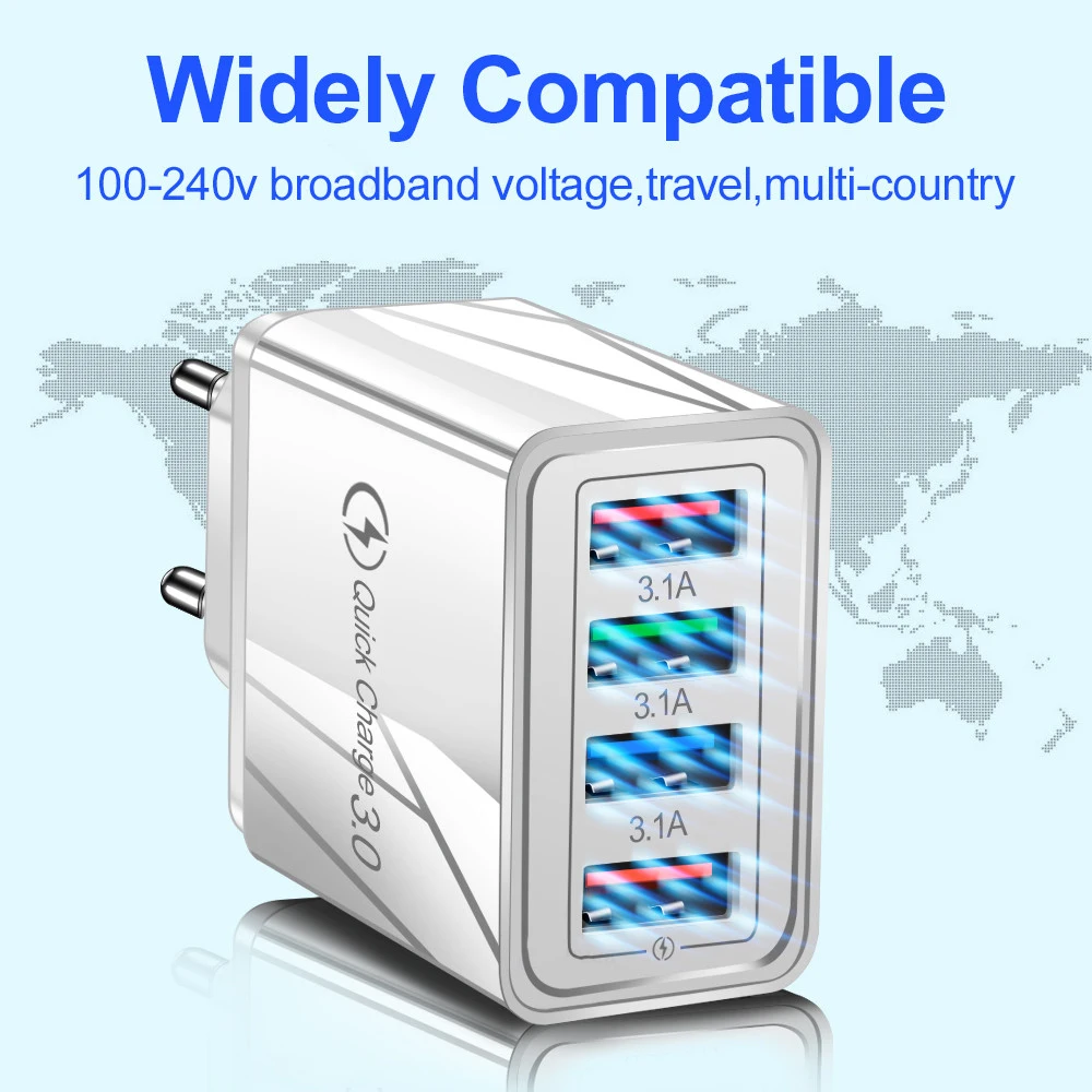 TKEY ЕС США штекер USB зарядное устройство Quick Charge 3 0 телефонный адаптер для iphone Tablet