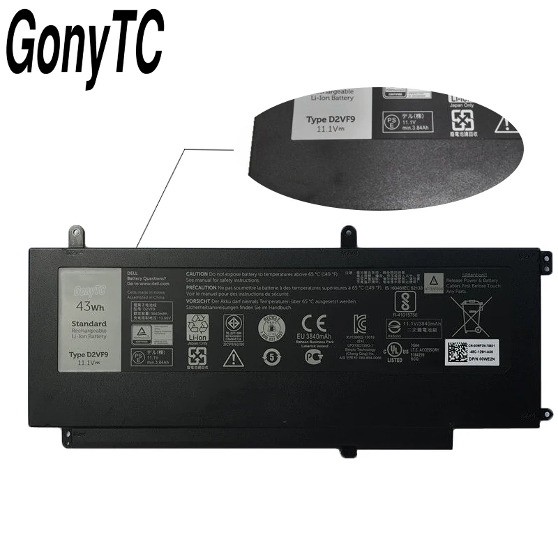 Оригинальная батарея GONYTC D2VF9 для ноутбука 0PXR51 0YGR2V PXR51 DELL Inspiron 15 7547 7548 Vostro 14 5000 5459 |