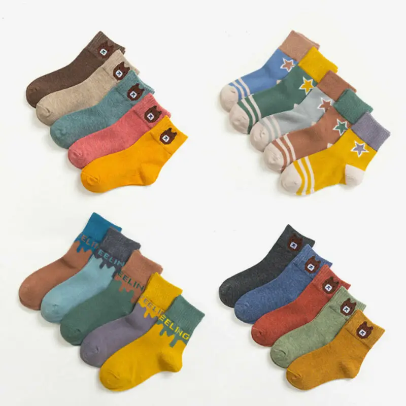 Детские Мультяшные хлопковые носки для мальчиков и девочек мягкие теплые