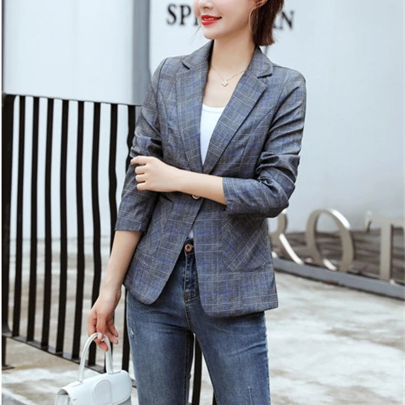 Весна Осень Новый плюс размер женский корейский короткий пиджак Повседневный