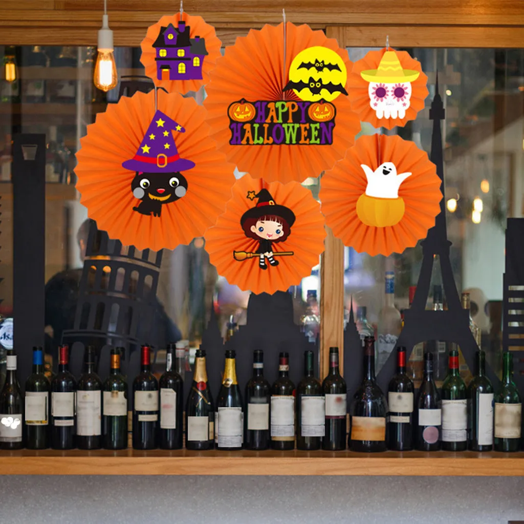 Dropshiping Хэллоуин декоративные настенные украшения DIY бумажный Веерообразный