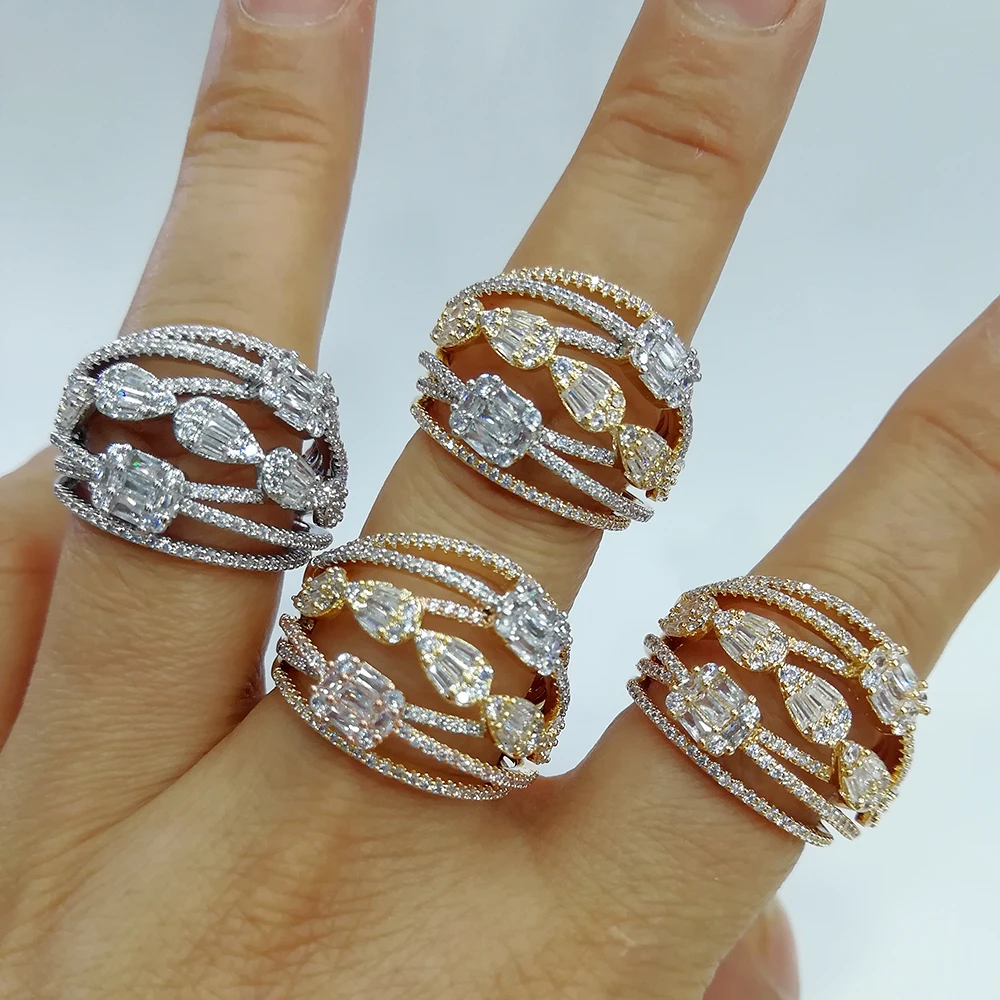 GODKI Роскошные 5-рядные массивные кольца для женщин свадебные обручальные