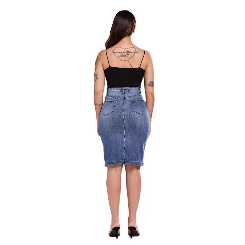 

2021 spring ladies slim bag hip skirt denim women