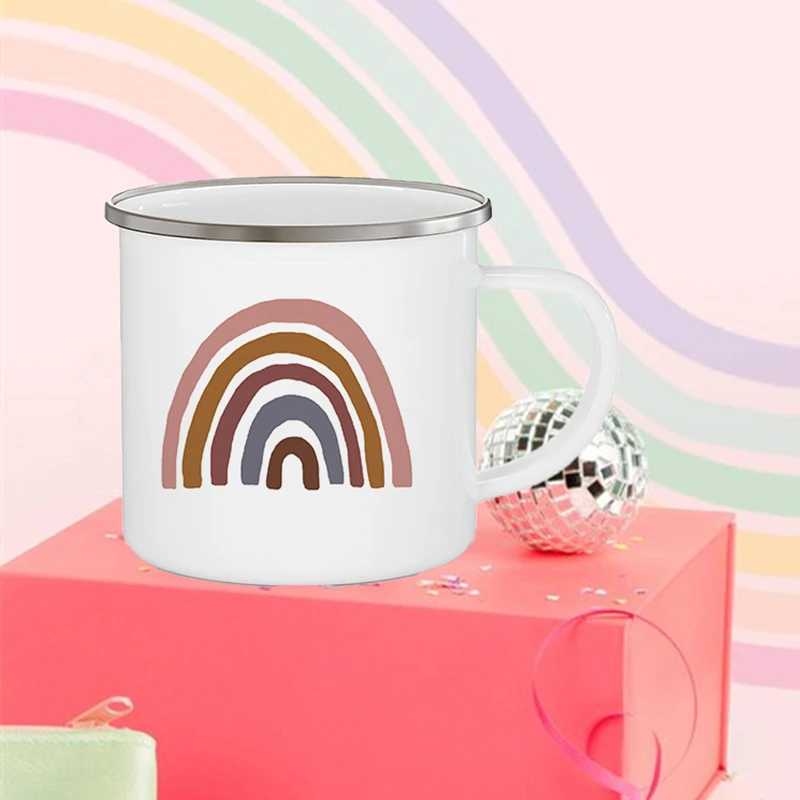

Необычная эмалированная Кружка для кофе и чая с радужным принтом