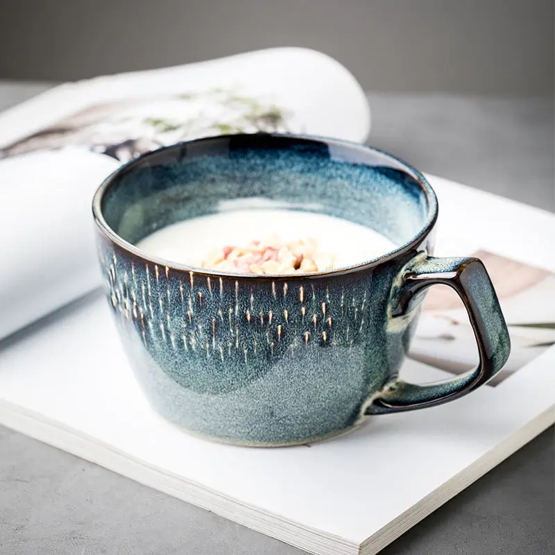 

600ml Europe Retro Ceramic Mug With Spoon Coffee Creative Office Office Tea Drink Drinkware Couples Gift